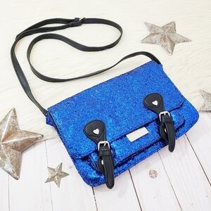 Betseyville Betsey Johnson blue glitter crossbody bag foldover small size